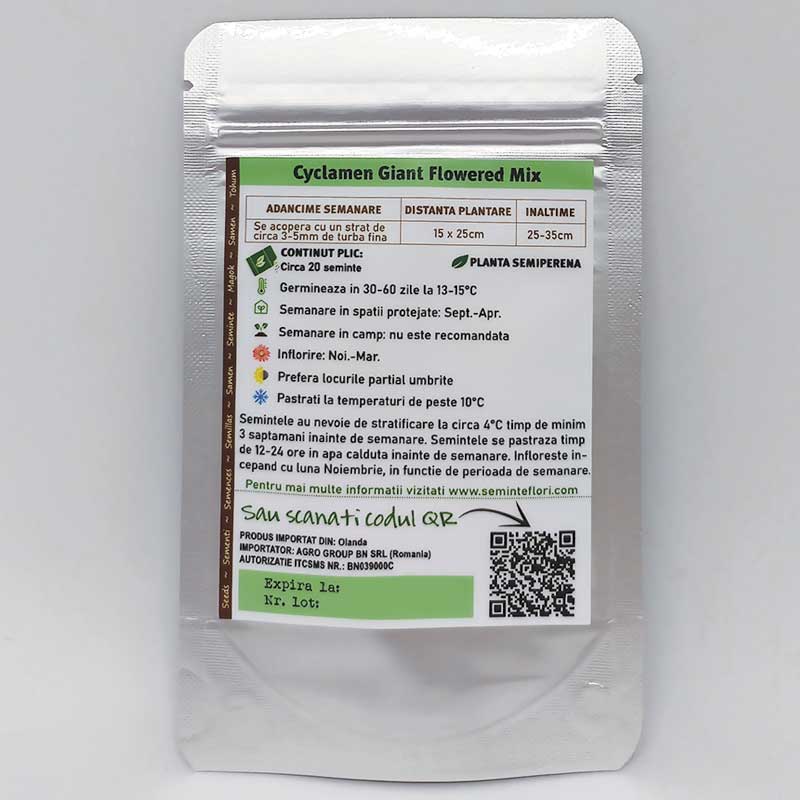 Plic seminte de flori Cyclamen Persicum Giant Flowered Mix marca Agro Group BN